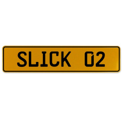 SLICK 02  - Yellow Aluminum Street Sign Mancave Euro Plate Name Door Sign Wall