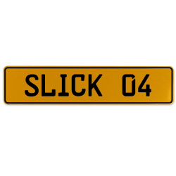 SLICK 04  - Yellow Aluminum Street Sign Mancave Euro Plate Name Door Sign Wall