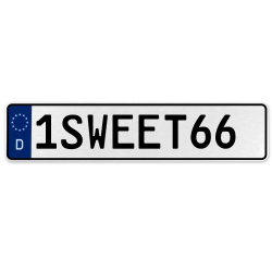 1SWEET66  - White Aluminum Street Sign Mancave Euro Plate Name Door Sign Wall