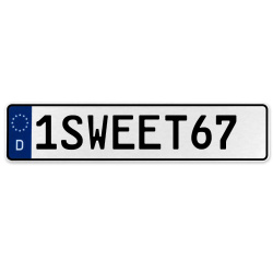 1SWEET67  - White Aluminum Street Sign Mancave Euro Plate Name Door Sign Wall