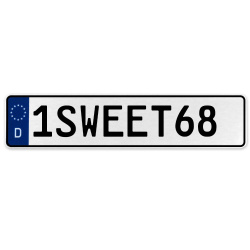 1SWEET68  - White Aluminum Street Sign Mancave Euro Plate Name Door Sign Wall