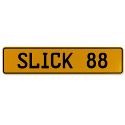 SLICK 88  - Yellow Aluminum Street Sign Mancave Euro Plate Name Door Sign Wall