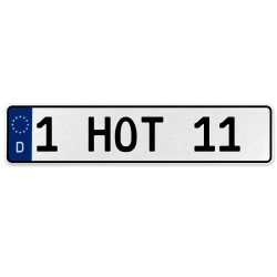 1 HOT 11  - White Aluminum Street Sign Mancave Euro Plate Name Door Sign Wall