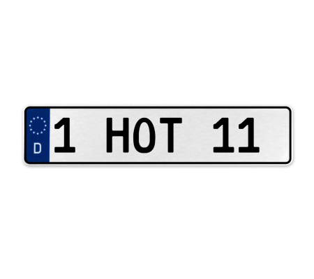 1 HOT 11  - White Aluminum Street Sign Mancave Euro Plate Name Door Sign Wall