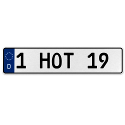 1 HOT 19  - White Aluminum Street Sign Mancave Euro Plate Name Door Sign Wall