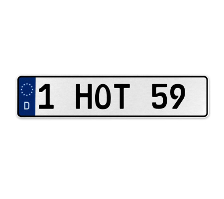 1 HOT 59  - White Aluminum Street Sign Mancave Euro Plate Name Door Sign Wall