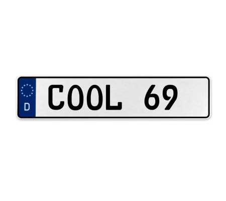 COOL 69  - White Aluminum Street Sign Mancave Euro Plate Name Door Sign Wall