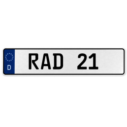 RAD 21  - White Aluminum Street Sign Mancave Euro Plate Name Door Sign Wall Art