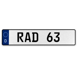 RAD 63  - White Aluminum Street Sign Mancave Euro Plate Name Door Sign Wall Art