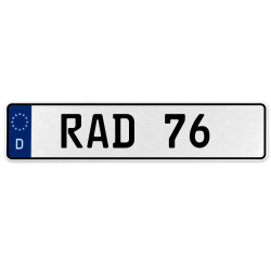 RAD 76  - White Aluminum Street Sign Mancave Euro Plate Name Door Sign Wall Art
