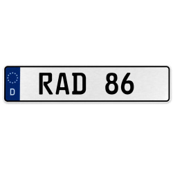RAD 86  - White Aluminum Street Sign Mancave Euro Plate Name Door Sign Wall Art