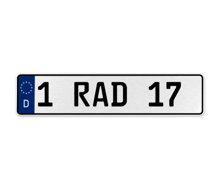 1 RAD 17  - White Aluminum Street Sign Mancave Euro Plate Name Door Sign Wall