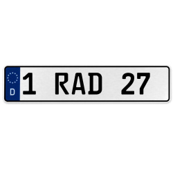 1 RAD 27  - White Aluminum Street Sign Mancave Euro Plate Name Door Sign Wall