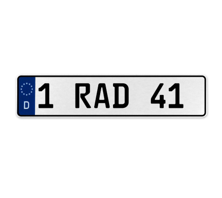 1 RAD 41  - White Aluminum Street Sign Mancave Euro Plate Name Door Sign Wall