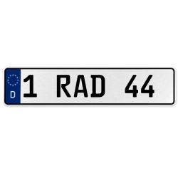 1 RAD 44  - White Aluminum Street Sign Mancave Euro Plate Name Door Sign Wall