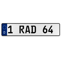 1 RAD 64  - White Aluminum Street Sign Mancave Euro Plate Name Door Sign Wall