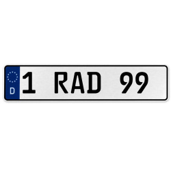 1 RAD 99  - White Aluminum Street Sign Mancave Euro Plate Name Door Sign Wall