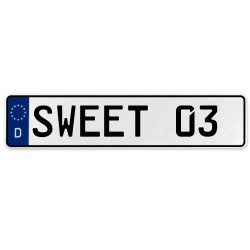 SWEET 03  - White Aluminum Street Sign Mancave Euro Plate Name Door Sign Wall