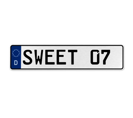 SWEET 07  - White Aluminum Street Sign Mancave Euro Plate Name Door Sign Wall