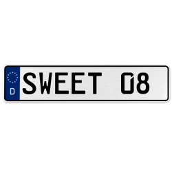 SWEET 08  - White Aluminum Street Sign Mancave Euro Plate Name Door Sign Wall
