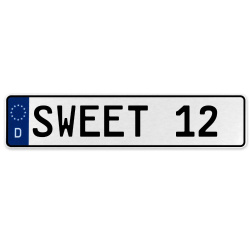 SWEET 12  - White Aluminum Street Sign Mancave Euro Plate Name Door Sign Wall