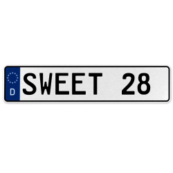 SWEET 28  - White Aluminum Street Sign Mancave Euro Plate Name Door Sign Wall