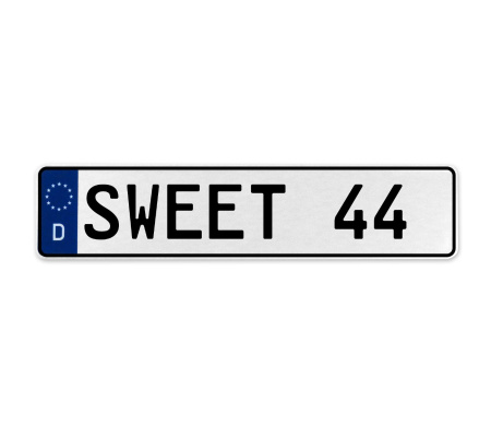 SWEET 44  - White Aluminum Street Sign Mancave Euro Plate Name Door Sign Wall