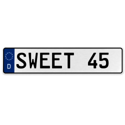 SWEET 45  - White Aluminum Street Sign Mancave Euro Plate Name Door Sign Wall