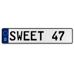 SWEET 47  - White Aluminum Street Sign Mancave Euro Plate Name Door Sign Wall
