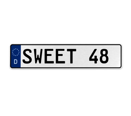 SWEET 48  - White Aluminum Street Sign Mancave Euro Plate Name Door Sign Wall