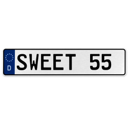SWEET 55  - White Aluminum Street Sign Mancave Euro Plate Name Door Sign Wall