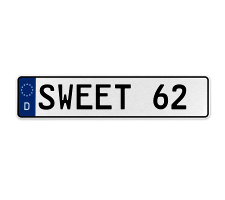SWEET 62  - White Aluminum Street Sign Mancave Euro Plate Name Door Sign Wall