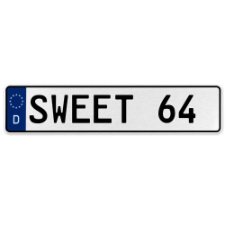SWEET 64  - White Aluminum Street Sign Mancave Euro Plate Name Door Sign Wall