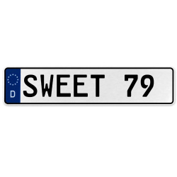 SWEET 79  - White Aluminum Street Sign Mancave Euro Plate Name Door Sign Wall