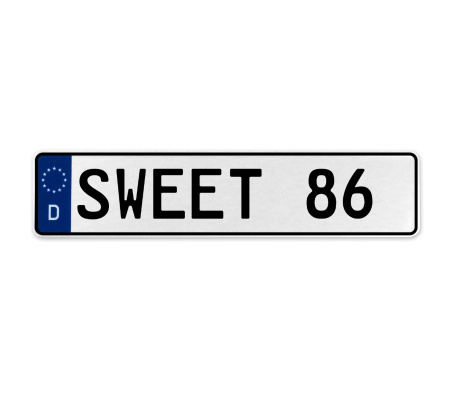 SWEET 86  - White Aluminum Street Sign Mancave Euro Plate Name Door Sign Wall
