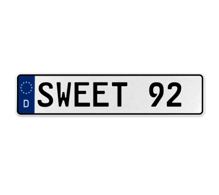 SWEET 92  - White Aluminum Street Sign Mancave Euro Plate Name Door Sign Wall