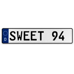 SWEET 94  - White Aluminum Street Sign Mancave Euro Plate Name Door Sign Wall