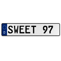 SWEET 97  - White Aluminum Street Sign Mancave Euro Plate Name Door Sign Wall