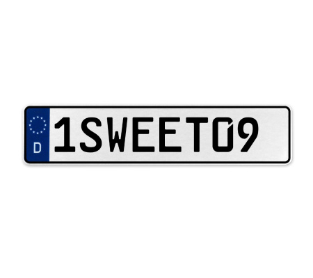 1SWEET09  - White Aluminum Street Sign Mancave Euro Plate Name Door Sign Wall