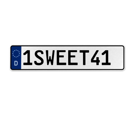 1SWEET41  - White Aluminum Street Sign Mancave Euro Plate Name Door Sign Wall
