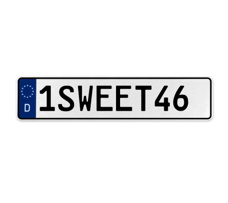 1SWEET46  - White Aluminum Street Sign Mancave Euro Plate Name Door Sign Wall