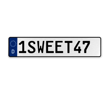 1SWEET47  - White Aluminum Street Sign Mancave Euro Plate Name Door Sign Wall