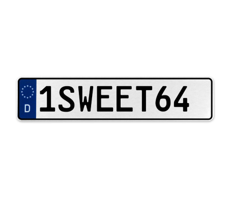 1SWEET64  - White Aluminum Street Sign Mancave Euro Plate Name Door Sign Wall