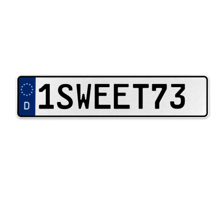 1SWEET73  - White Aluminum Street Sign Mancave Euro Plate Name Door Sign Wall