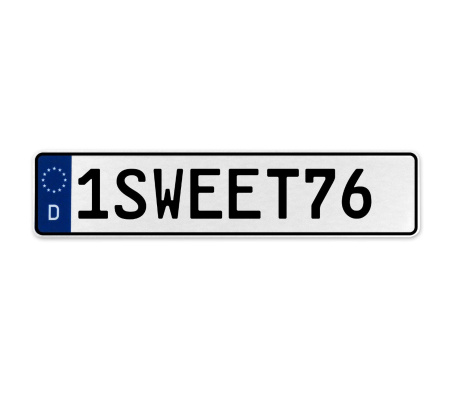 1SWEET76  - White Aluminum Street Sign Mancave Euro Plate Name Door Sign Wall