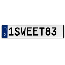 1SWEET83  - White Aluminum Street Sign Mancave Euro Plate Name Door Sign Wall