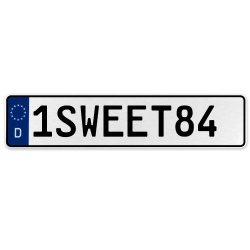1SWEET84  - White Aluminum Street Sign Mancave Euro Plate Name Door Sign Wall