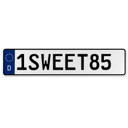 1SWEET85  - White Aluminum Street Sign Mancave Euro Plate Name Door Sign Wall