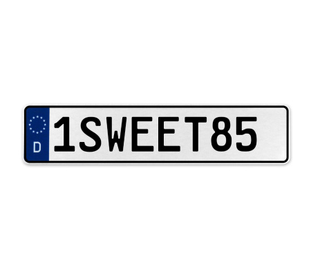 1SWEET85  - White Aluminum Street Sign Mancave Euro Plate Name Door Sign Wall