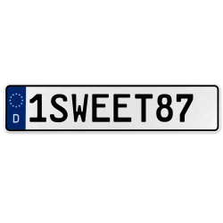 1SWEET87  - White Aluminum Street Sign Mancave Euro Plate Name Door Sign Wall